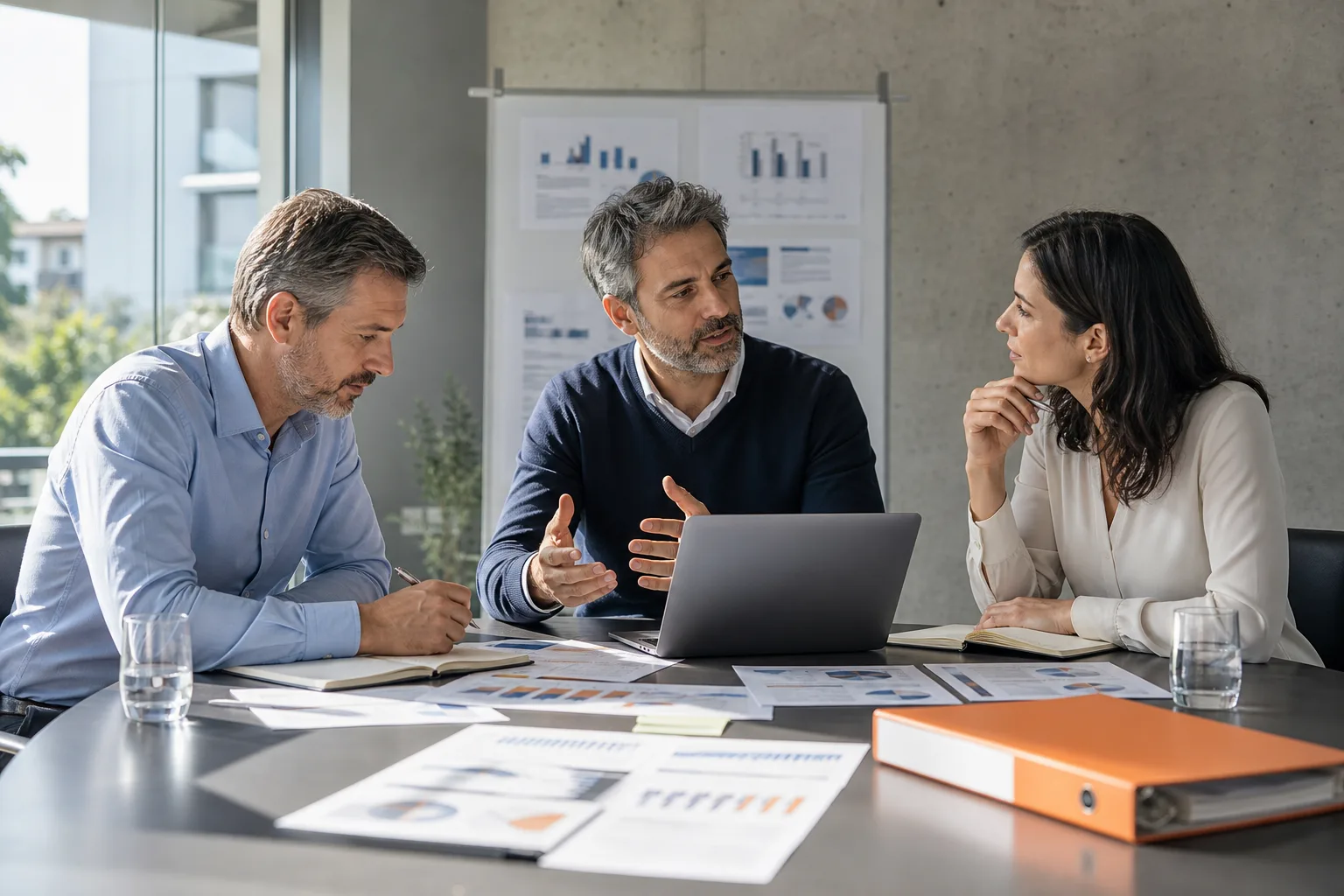 Equipo directivo revisando la estrategia y los resultados de una empresa