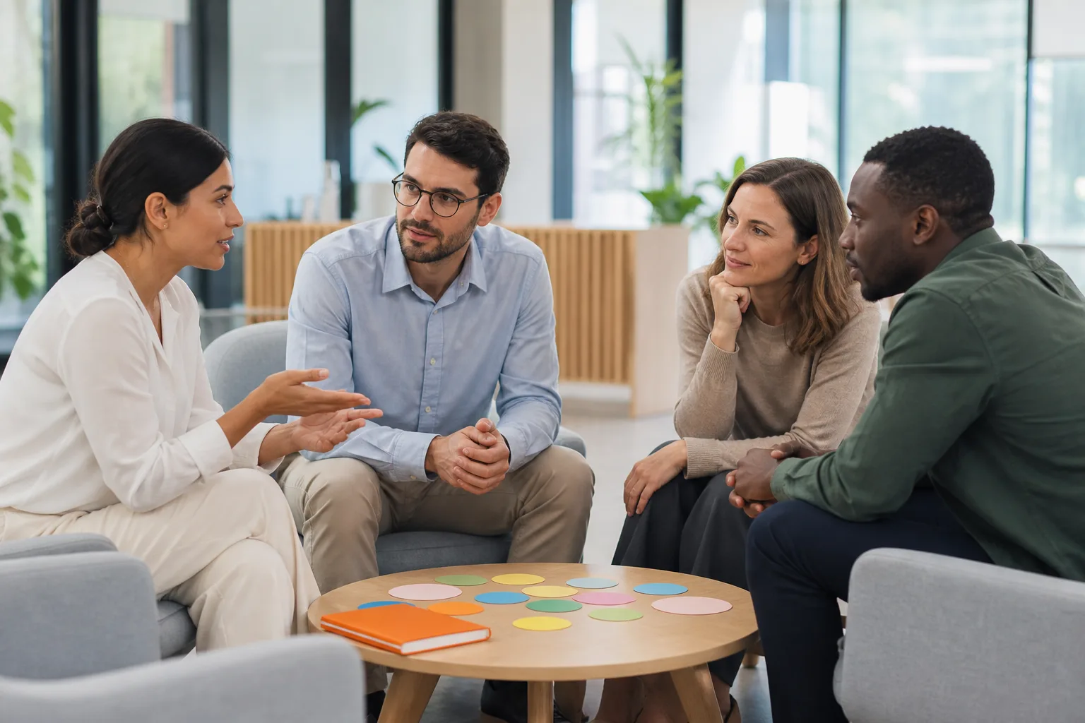 Profesionales practicando comunicación empática y trabajo en equipo