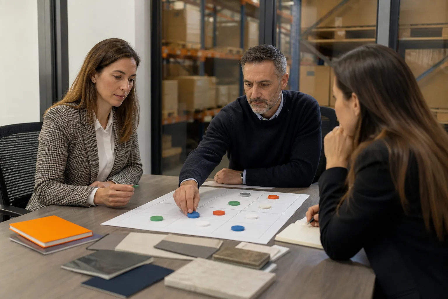 Responsable de compras y proveedor aplicando técnicas de negociación