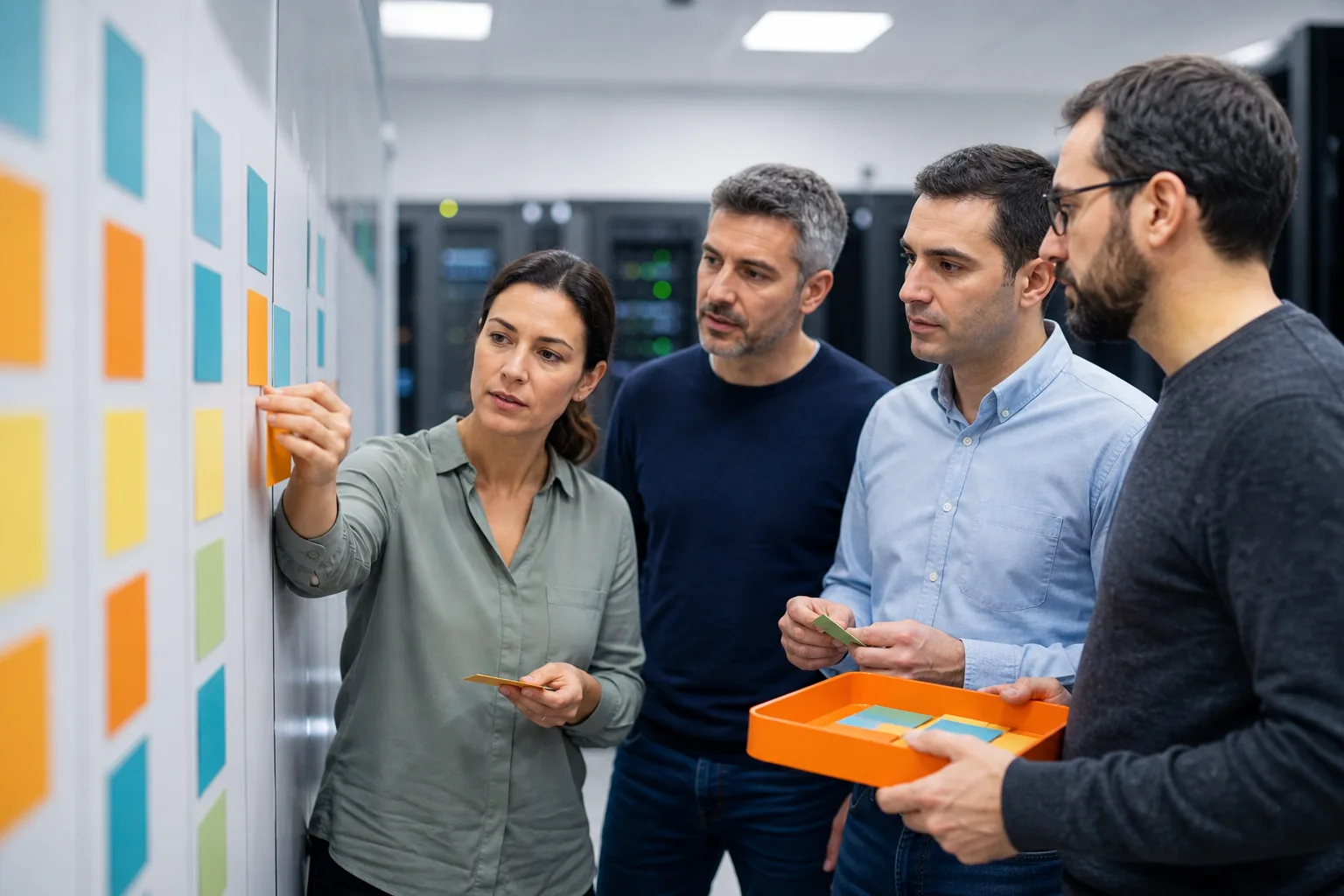 Equipo de tecnología mejorando el flujo de un servicio con principios Lean IT