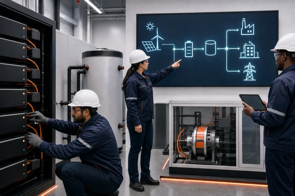 Equipo técnico integra baterías y otros sistemas de almacenamiento en una microred.