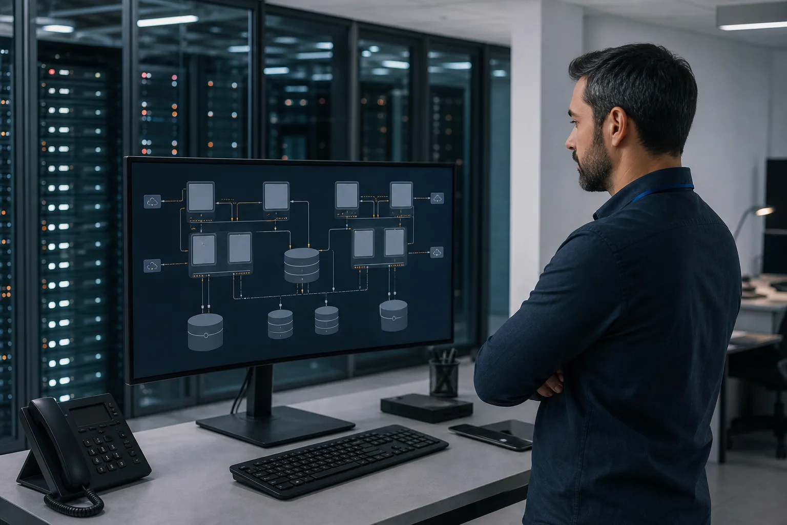 Especialista supervisa clústeres virtuales, redes, almacenamiento y alta disponibilidad.