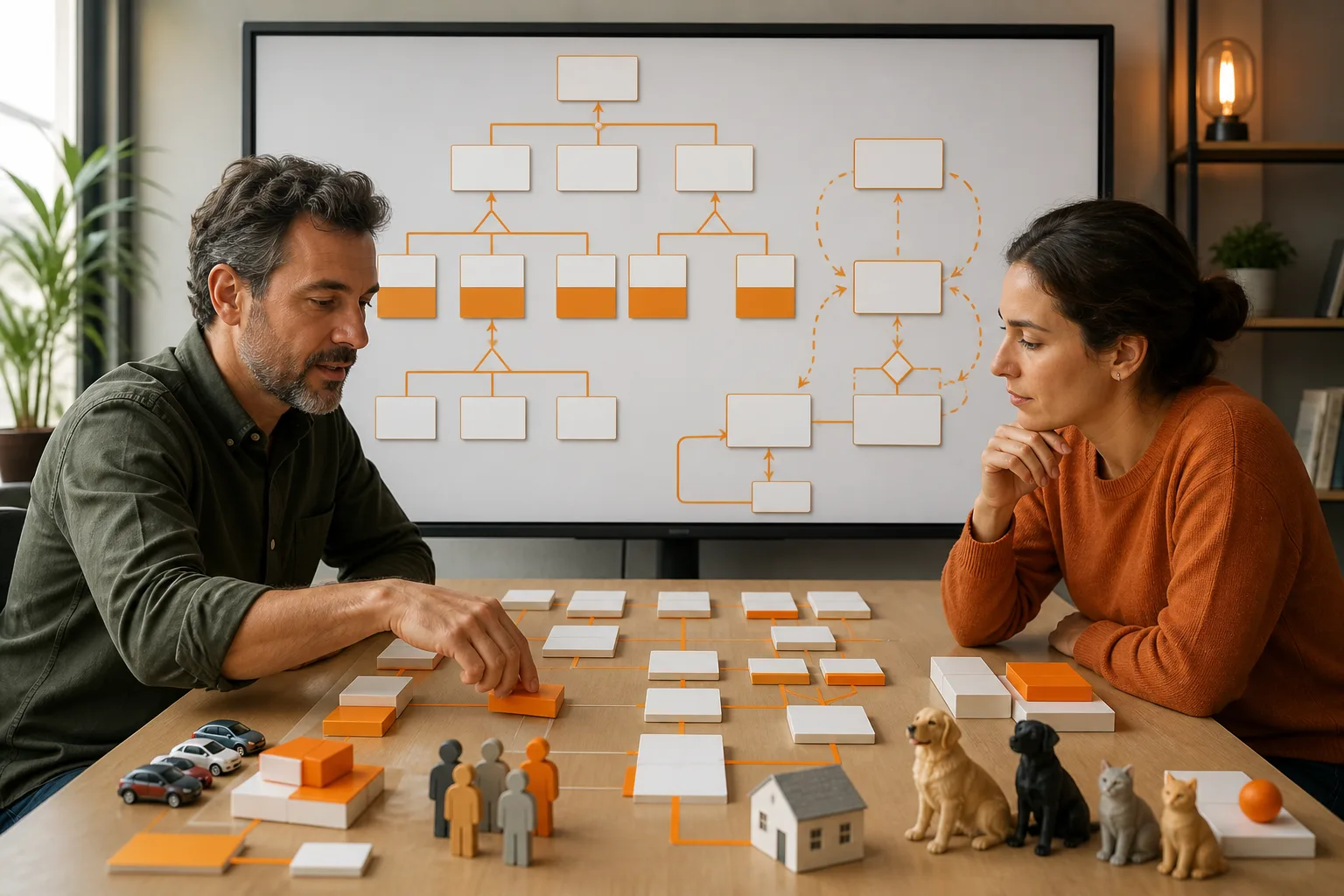 Arquitectos modelan clases, herencia, objetos y patrones mediante componentes reutilizables.