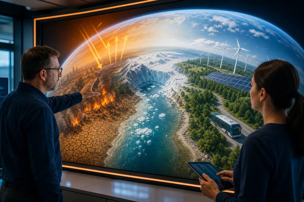 Científicos analizan impactos climáticos y soluciones de energía y movilidad sostenibles.