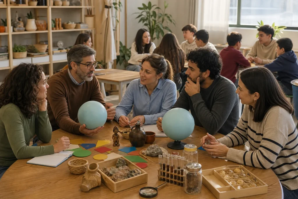 Equipo docente coordina actividades plurilingües con recursos culturales y científicos.