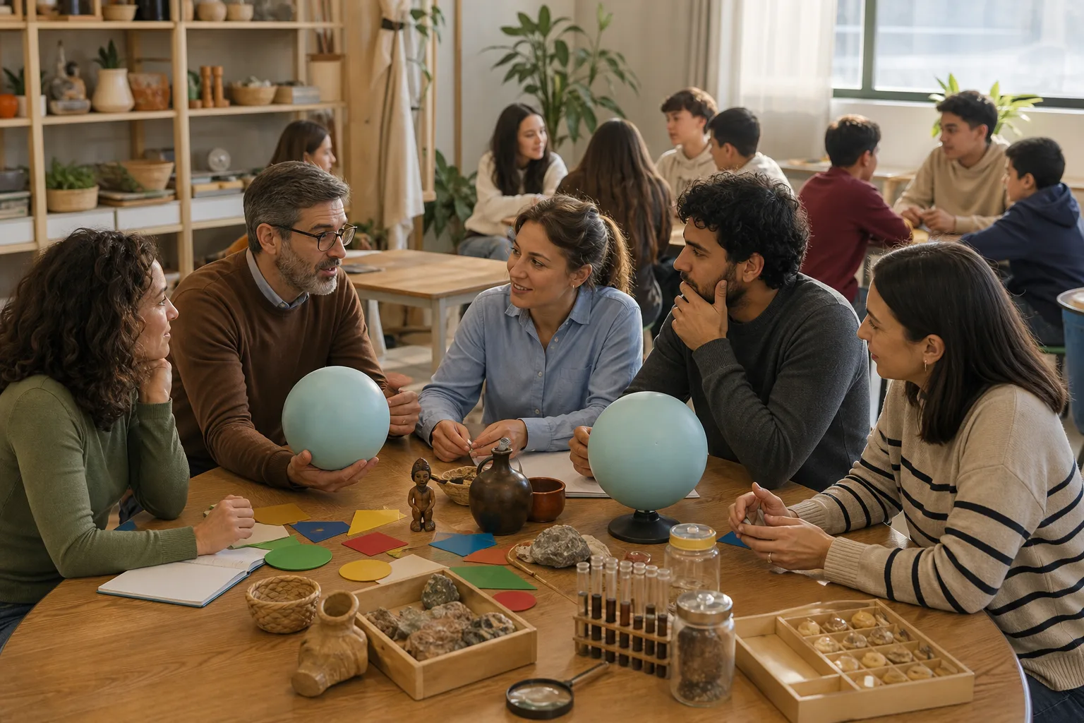 Equipo docente coordina actividades plurilingües con recursos culturales y científicos.