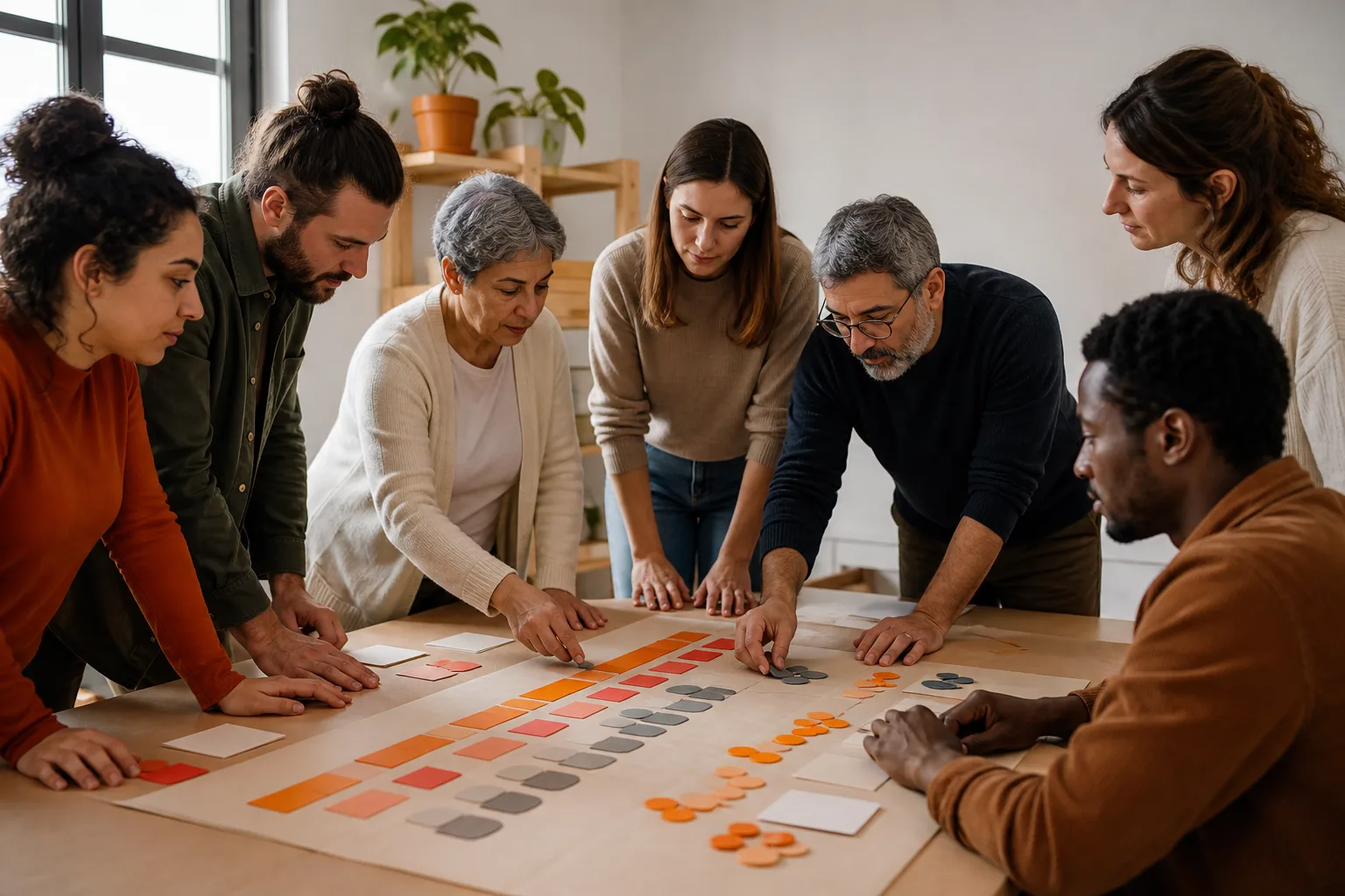 Equipo de una entidad social planifica recursos, fases e indicadores de un proyecto.