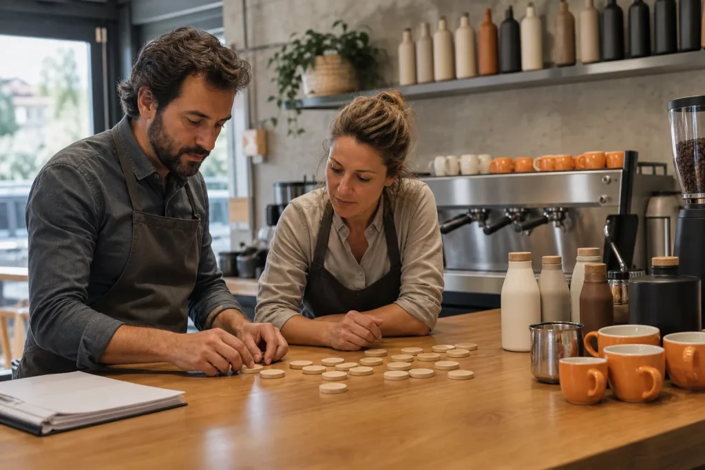 Responsables de una cafetería revisan existencias y consumos antes de abrir.
