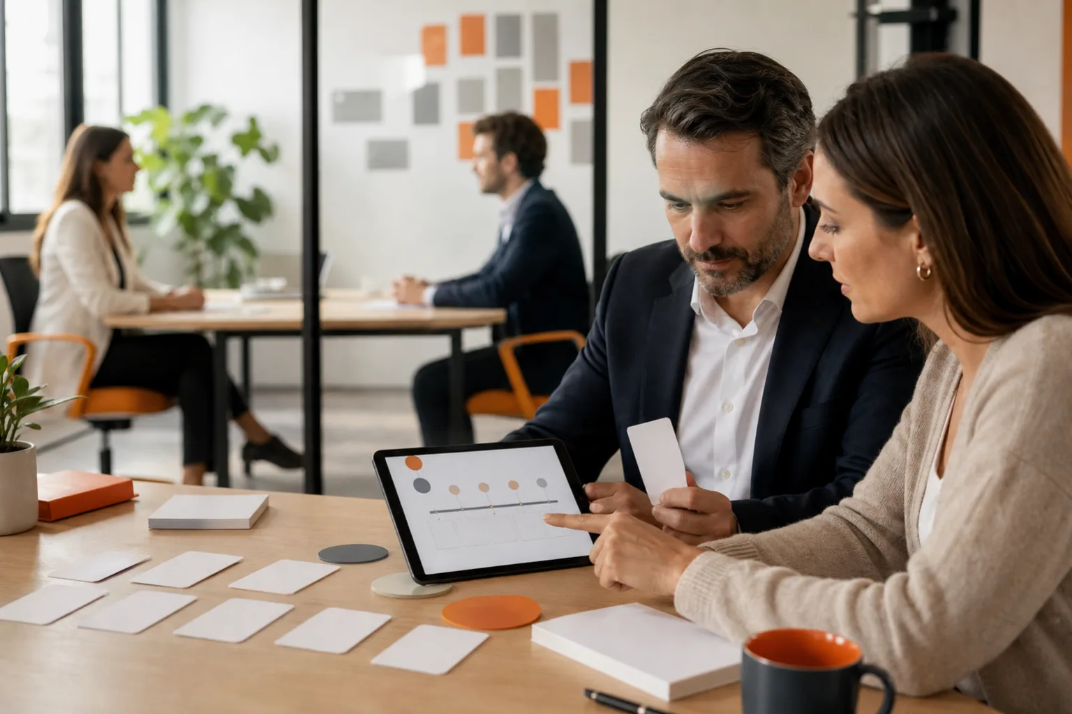 Responsables evaluando perfiles y diseñando la formación de un equipo comercial