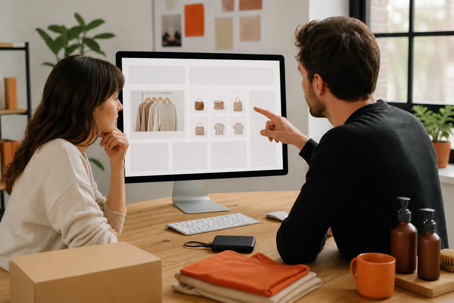 Profesionales configurando el catálogo y los módulos de una tienda virtual