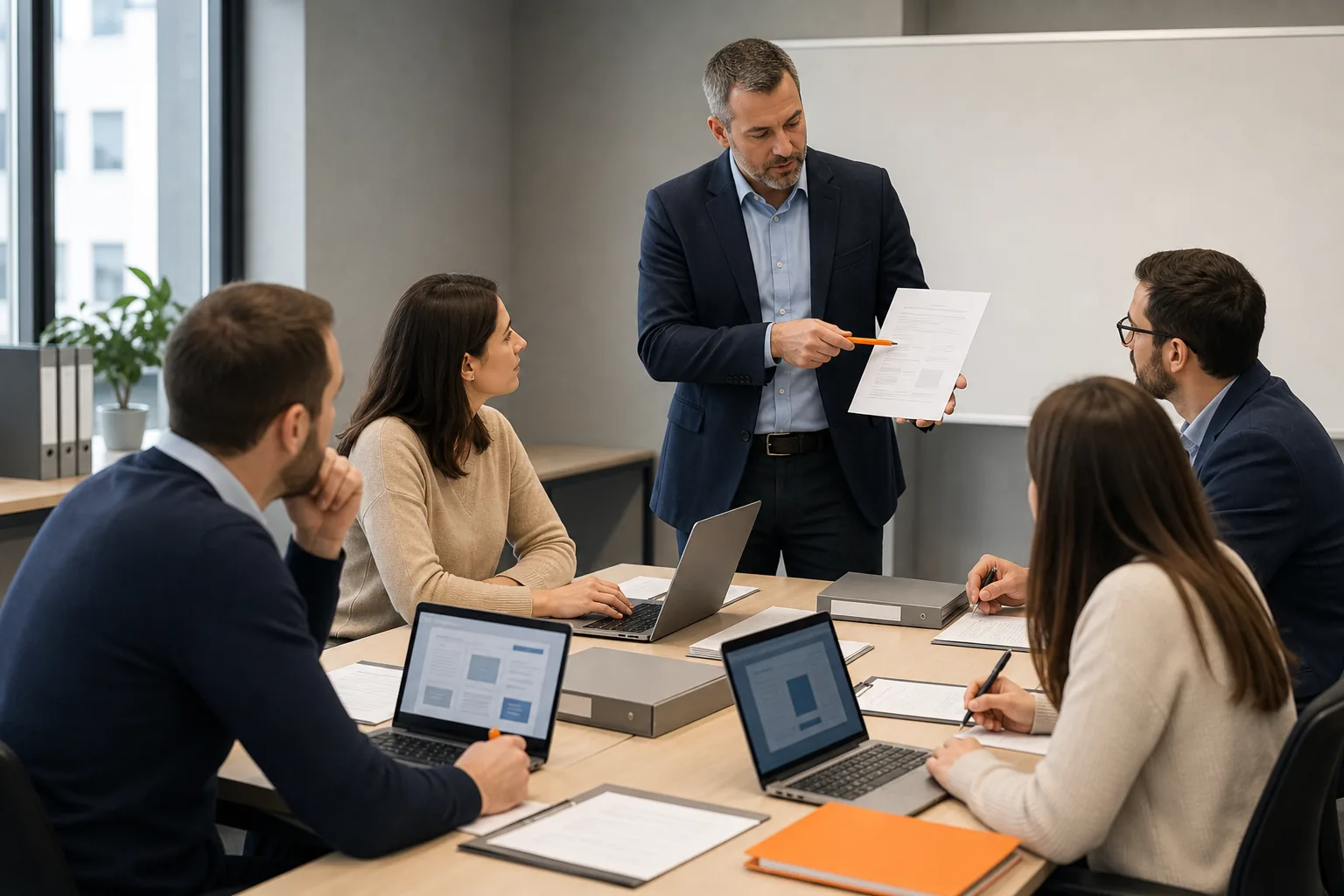 Escena profesional de administración y gestión para normativa bancaria y reclamaciones