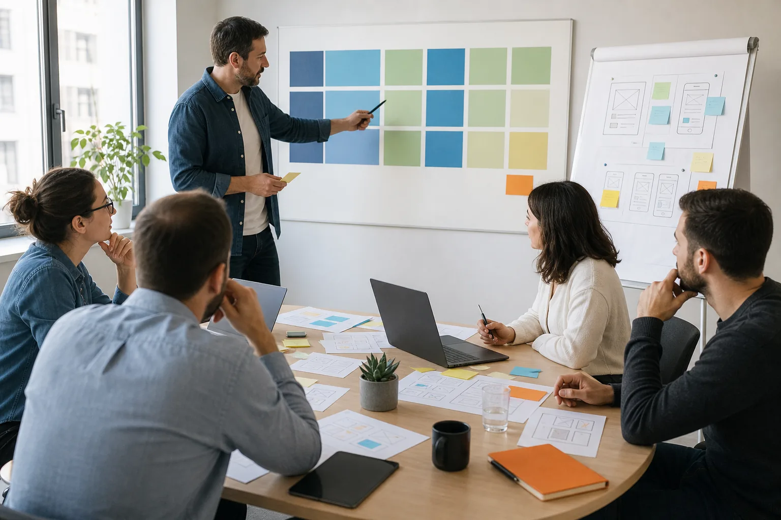 Escena profesional de administración y gestión para lean startup y agile project management