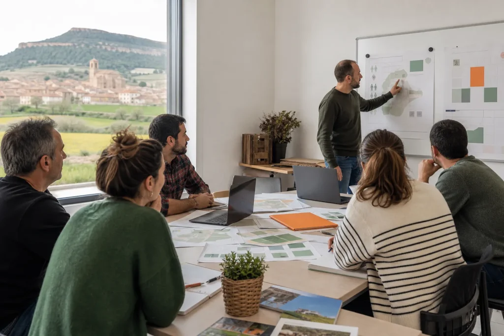 Escena profesional de administración y gestión para retención de mano de obra en zonas rurales