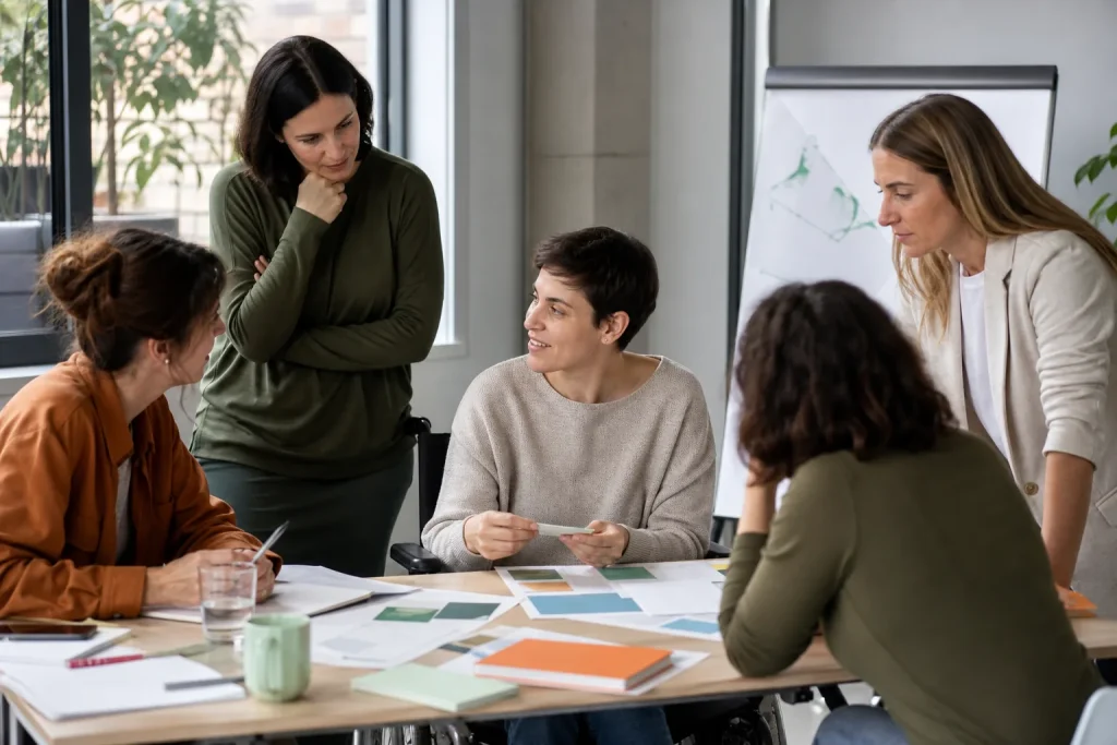 Mujeres profesionales participando en un taller de empoderamiento