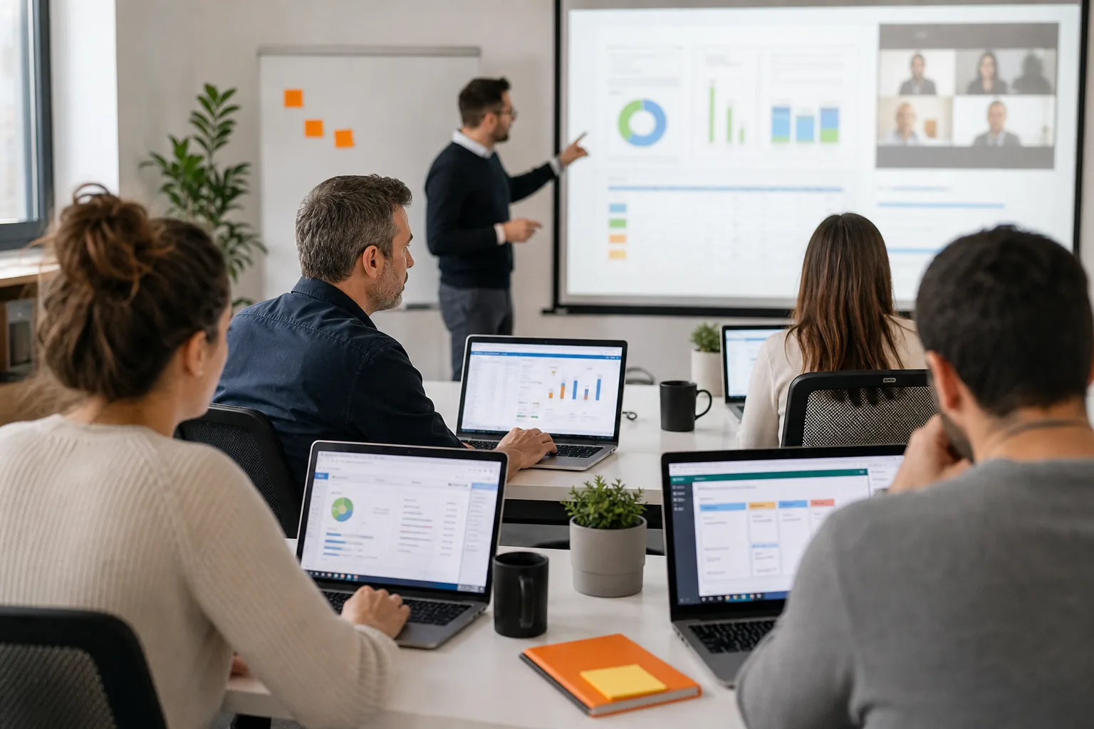 Personas formándose en herramientas digitales de productividad colaborativa
