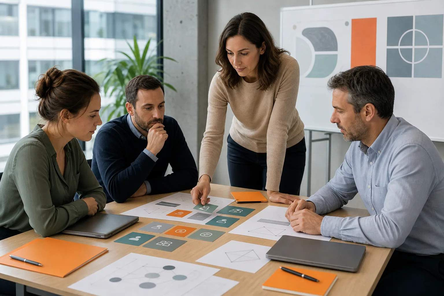 Equipo profesional trabajando fundamentos de ética empresarial