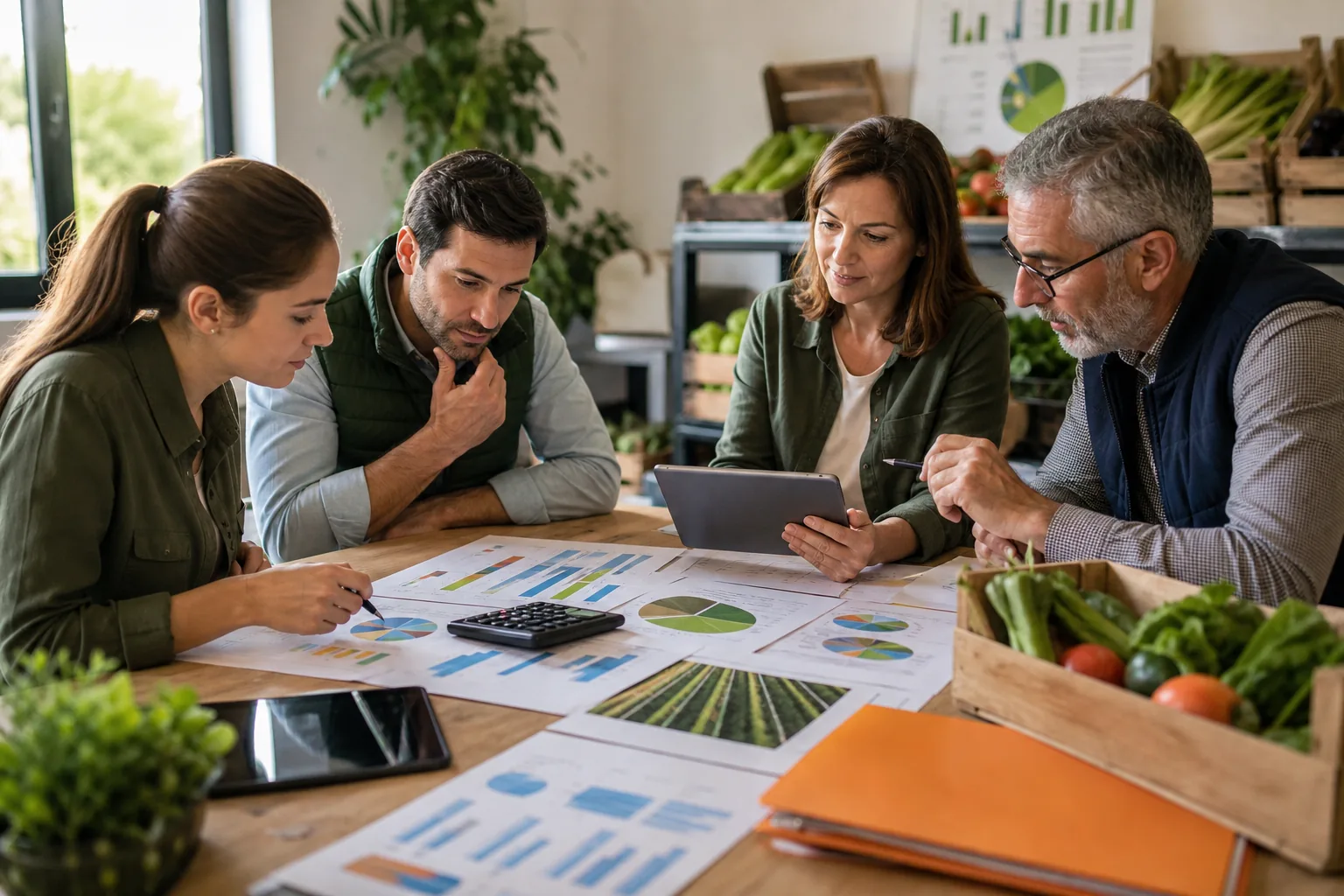 Profesionales analizando financiación para proyectos del sector agrario