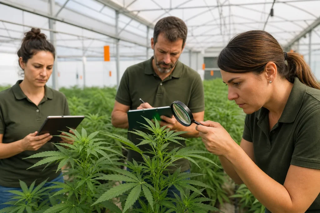 Escena profesional de agraria para Lucha integrada en el cultivo de cannabis