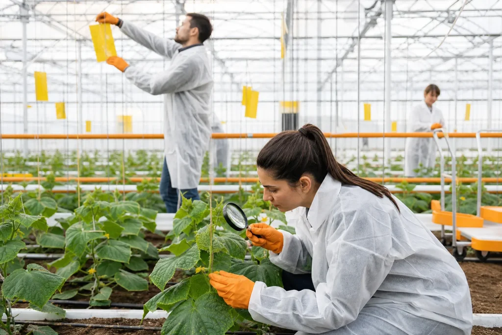 Escena profesional de agraria para Lucha integrada en el cultivo de hortícolas invernadero