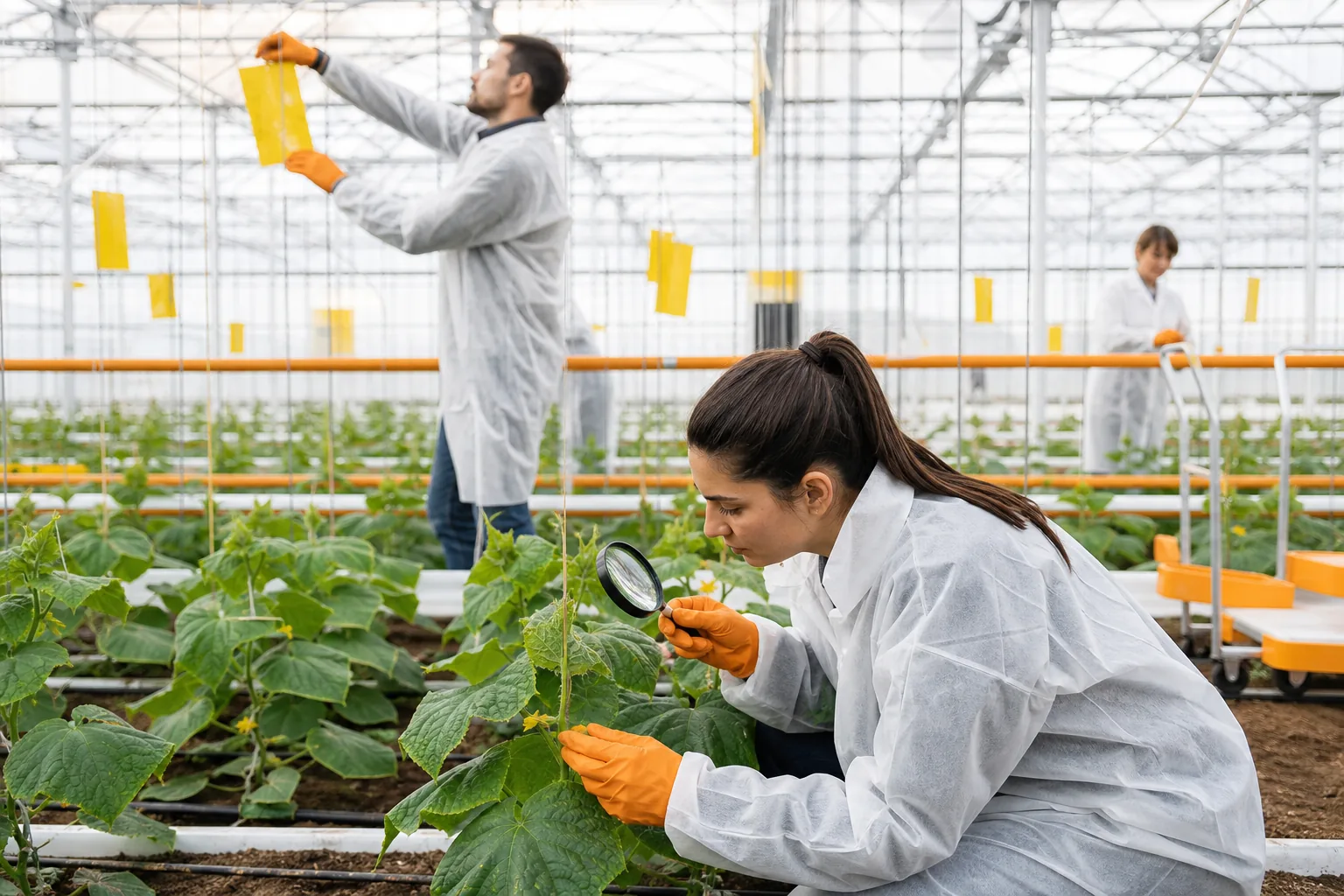 Escena profesional de agraria para Lucha integrada en el cultivo de hortícolas invernadero