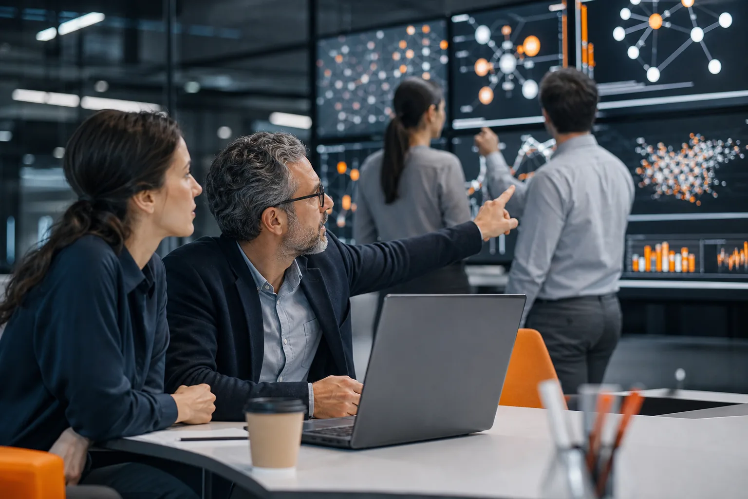 Escena profesional de comercio y marketing para Big data y transformación digital