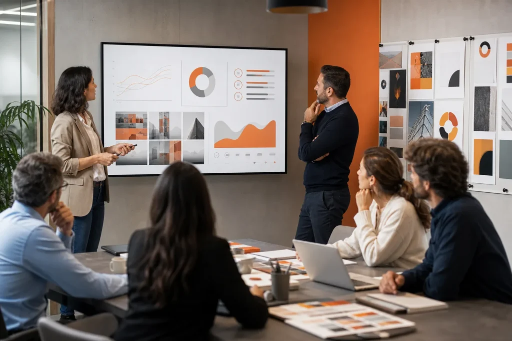 Escena profesional de comercio y marketing para Estrategias de marca, comunicación y reputación en entornos digitales