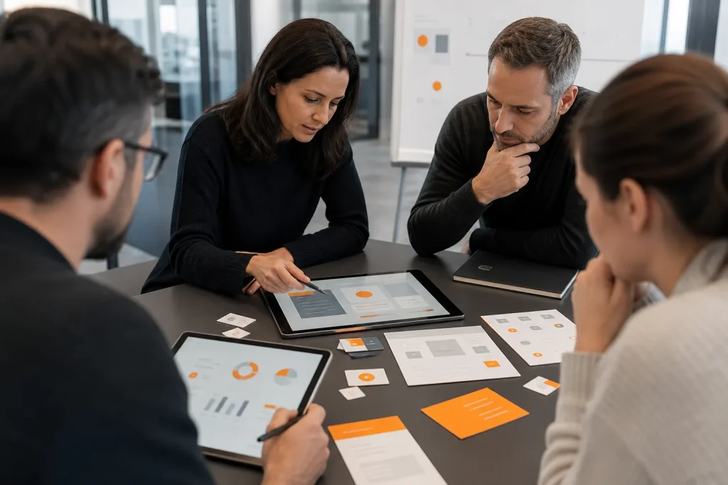 Escena profesional de comercio y marketing para Productos digitales