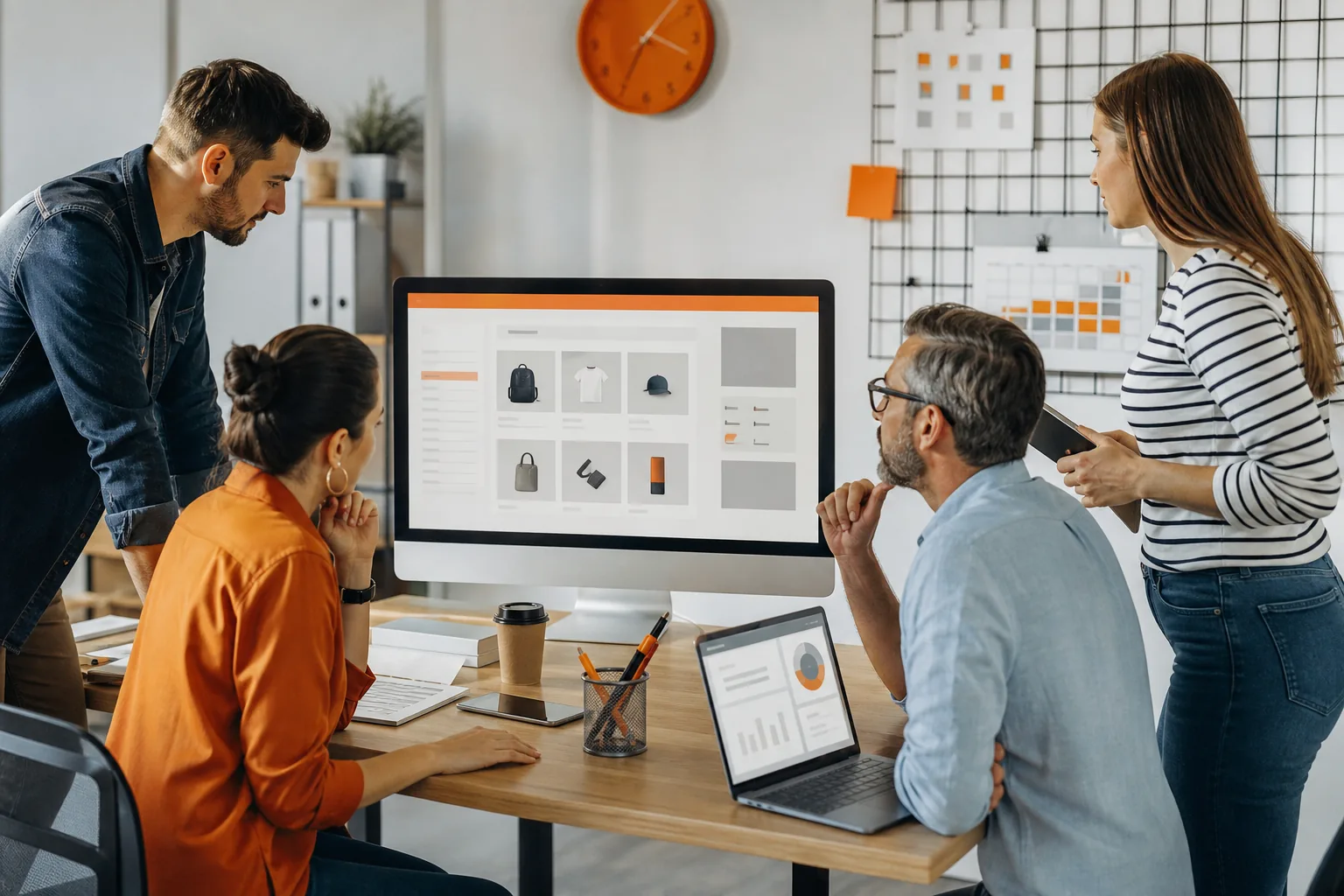 Escena profesional de comercio y marketing para E-commerce marketing digital y rrss en gestión de clientes