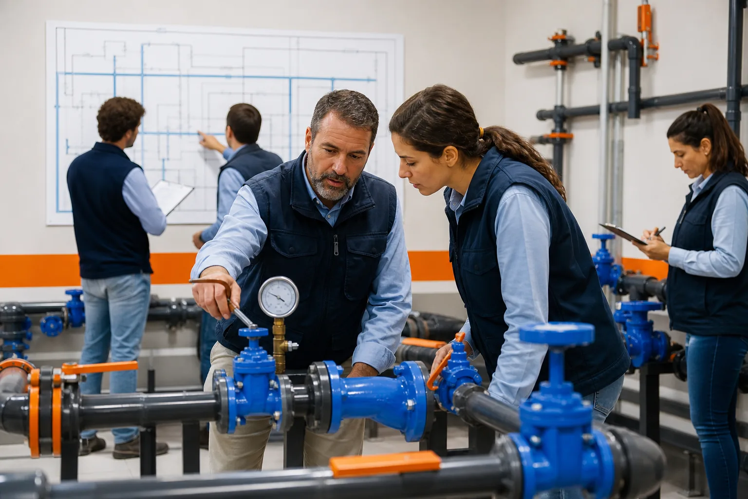 Escena profesional de energía y agua para Operaciones con redes de agua