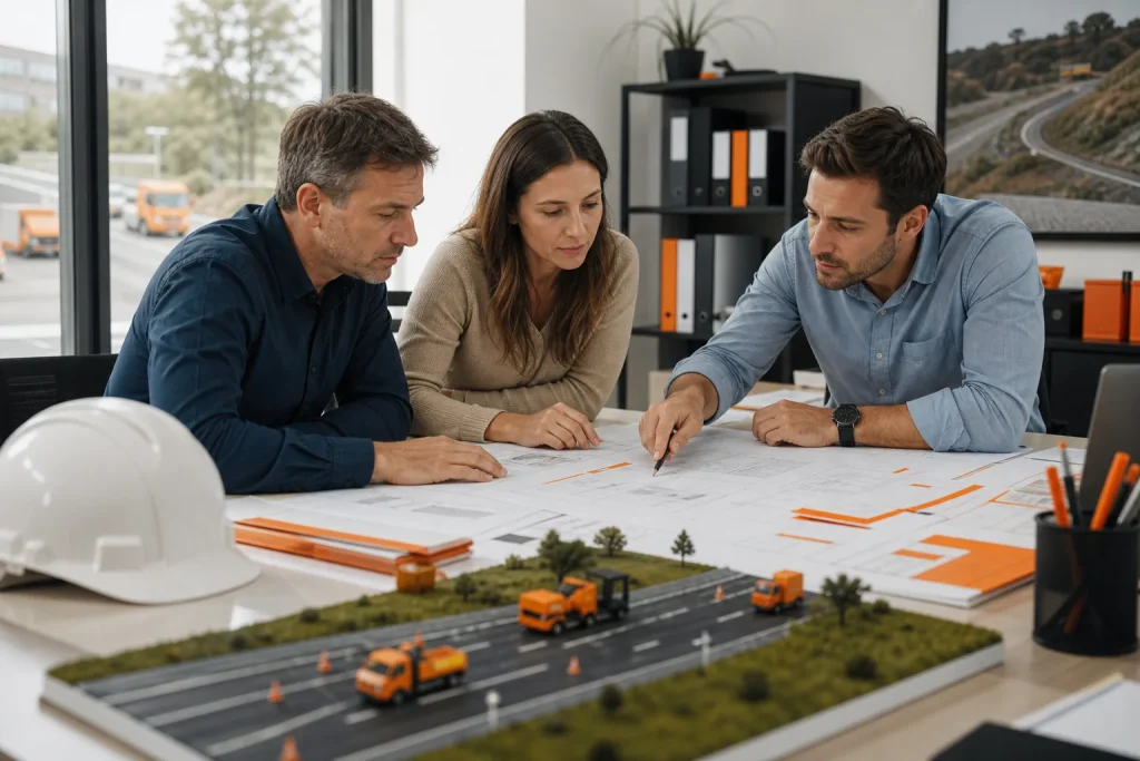 Escena profesional de edificación y obra civil para Normativa y tramitación administrativa (conservación y explotación de carreteras)