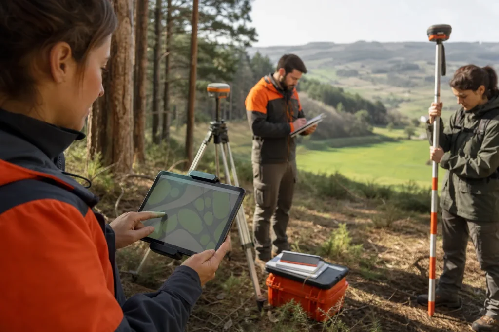 Escena profesional de edificación y obra civil para Nuevas tecnologías gps y sig para topografía forestal