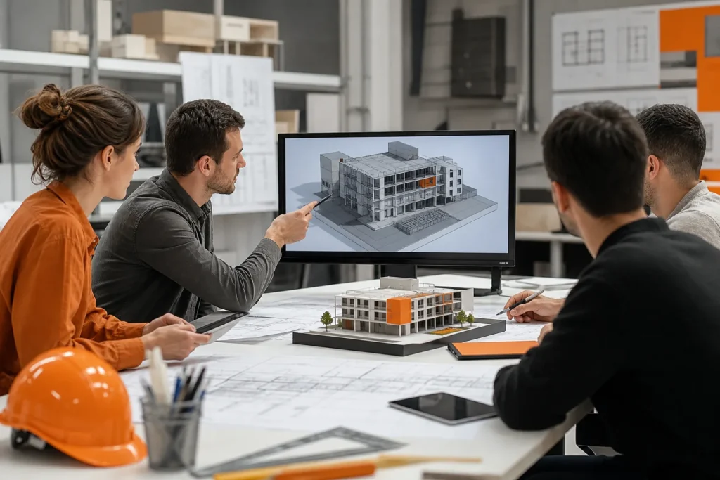 Escena profesional de edificación y obra civil para Introducción al entorno bim con revit