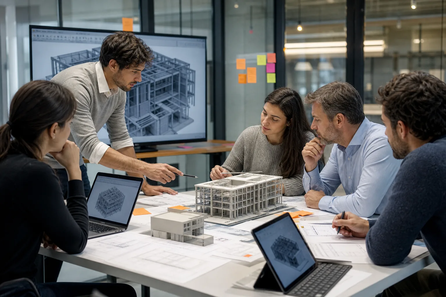 Escena profesional de edificación y obra civil para Introducción al trabajo colaborativo con revit