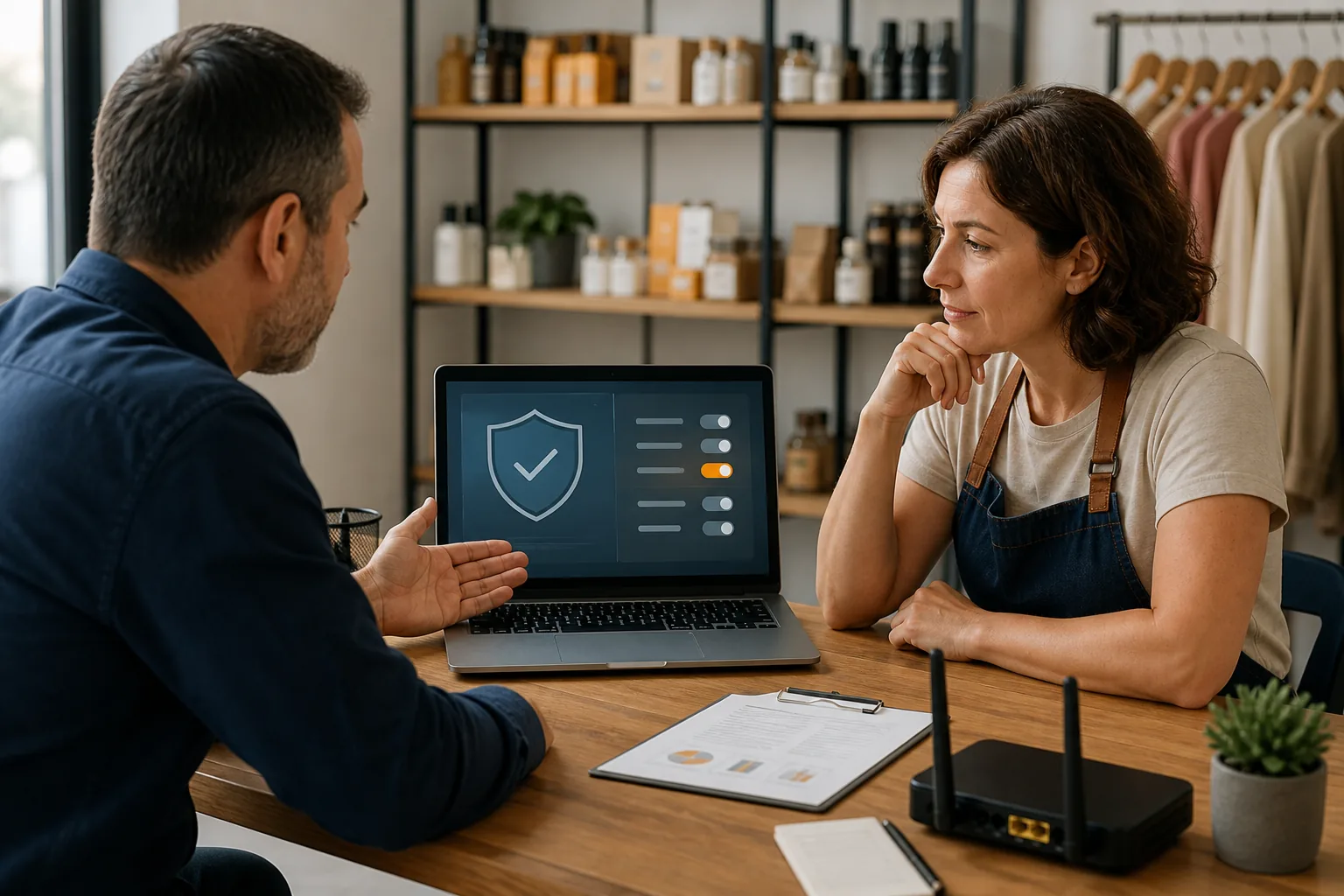 Escena profesional de informática y comunicaciones para Ciberseguridad para microempresas