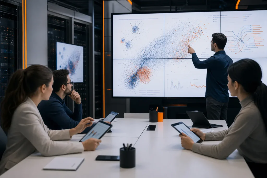 Escena profesional de informática y comunicaciones para Big data. analitica de datos