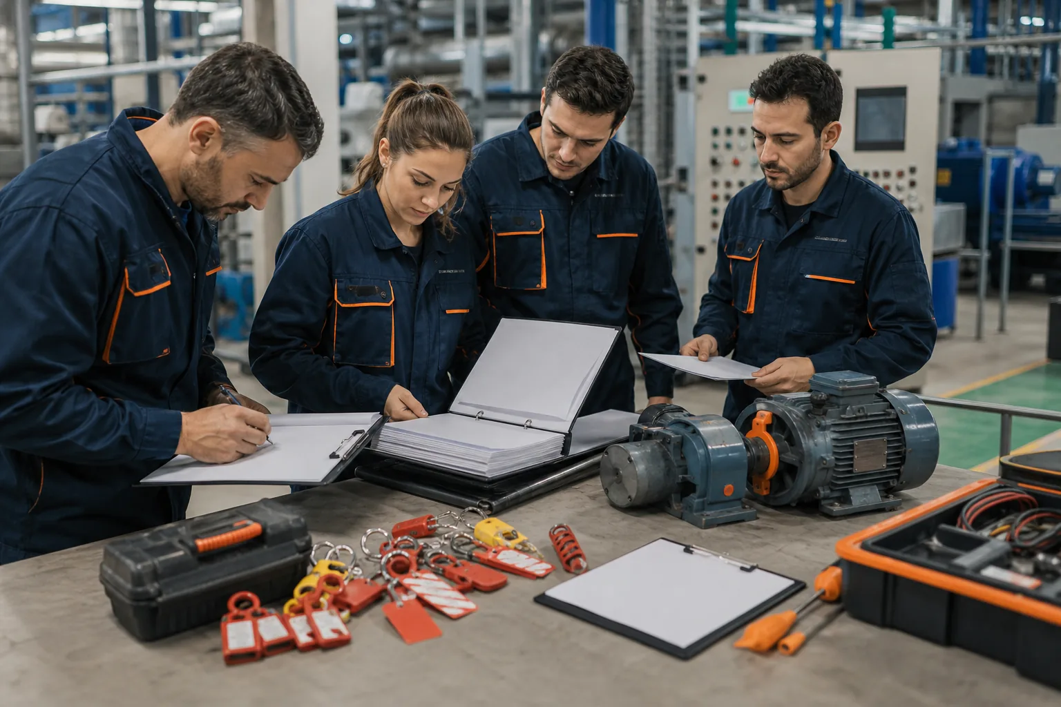 Escena profesional de instalación y mantenimiento para Normativa, obligaciones y novedades en el mantenimiento de instalaciones industriales