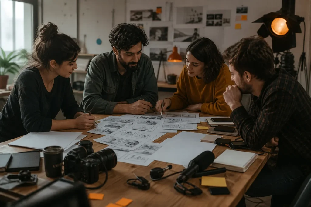 Escena profesional de imagen y sonido para Creación de guiones audiovisuales para la comunicación en proyectos