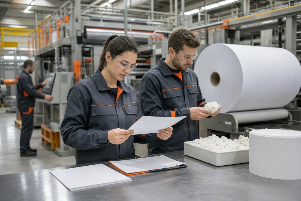 Escena profesional de química para Fabricación de papel