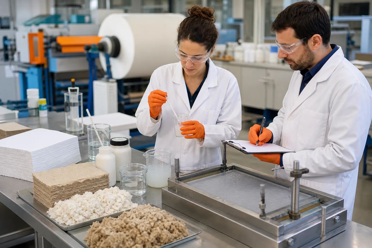 Escena profesional de química para Quimíca y aditivos en la industria del papel