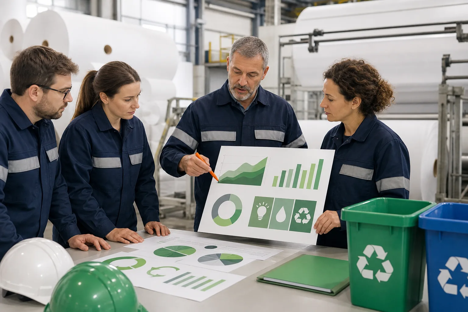 Escena profesional de seguridad y medioambiente para Sensibilización medioambiental y energética en la industria del papel